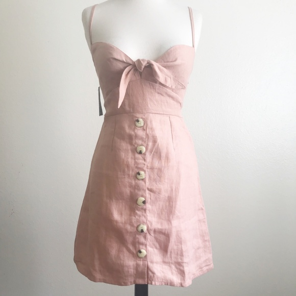 Faithfull the Brand Rodeo Pink Tie Front Linen Dress - New With Tags NWT - Picture 7 of 8
